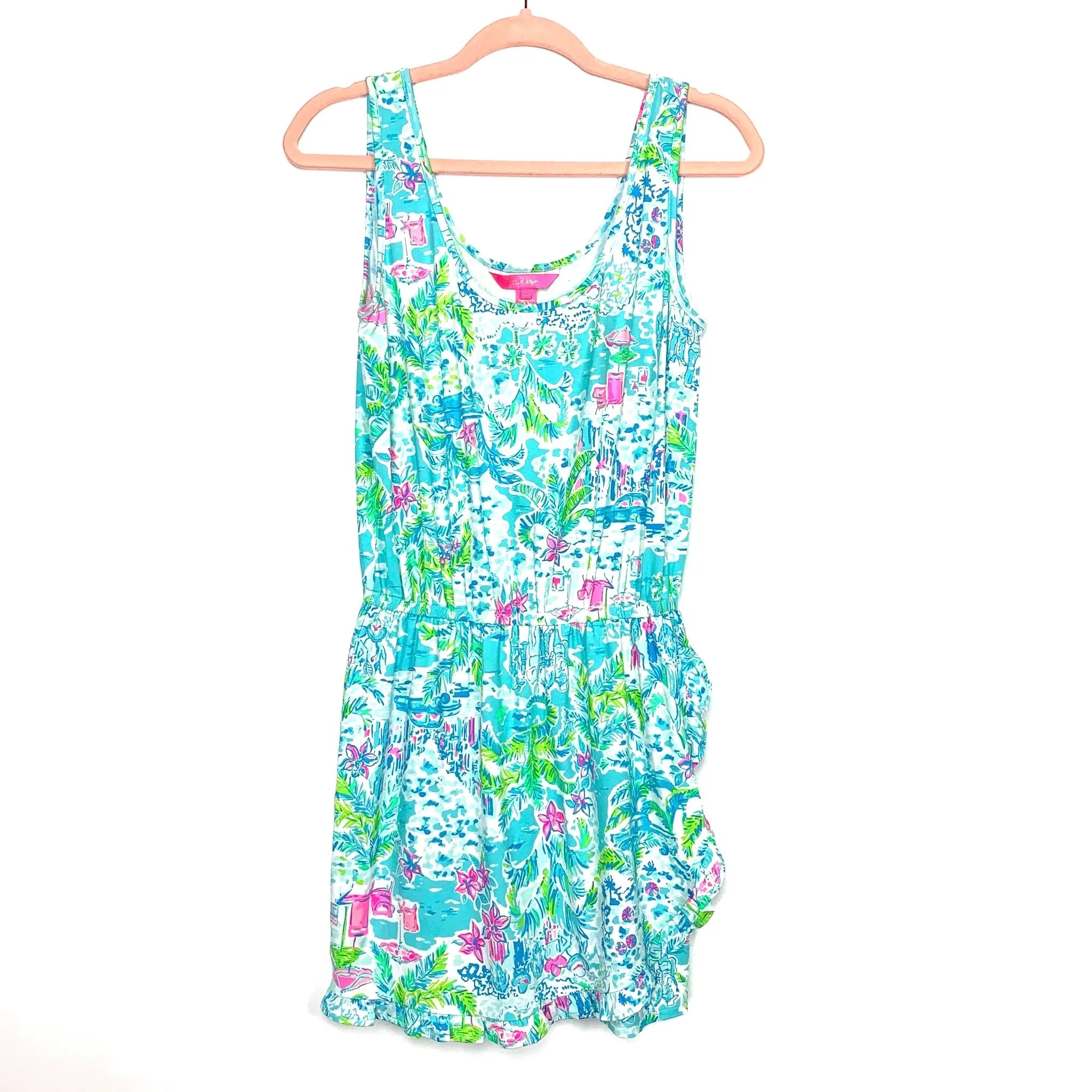 Lilly Pulitzer What A Lovely Place Analee Faux Wrap Ruffle Romper- Size S