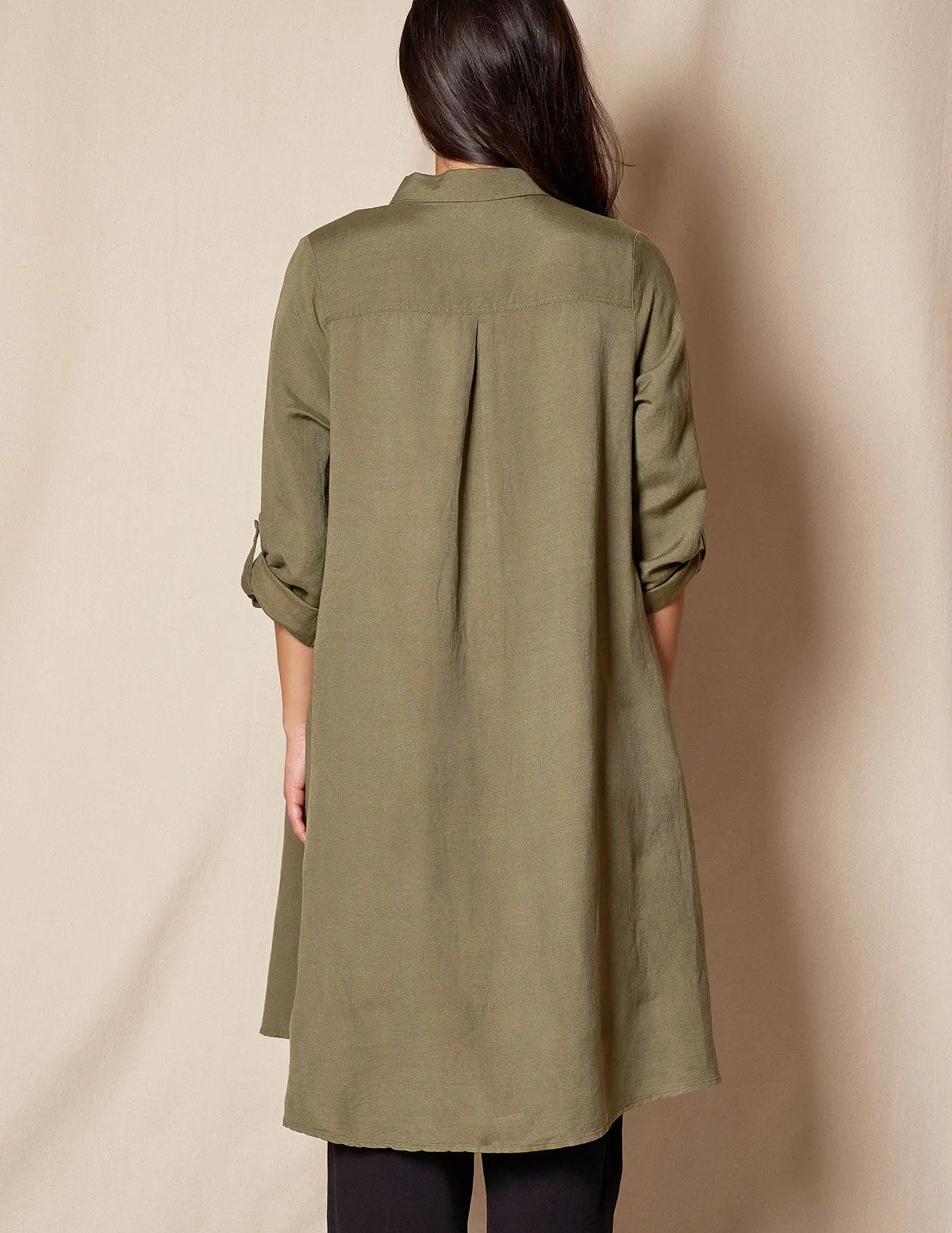 Linen / Bamboo Shirtdress - Army