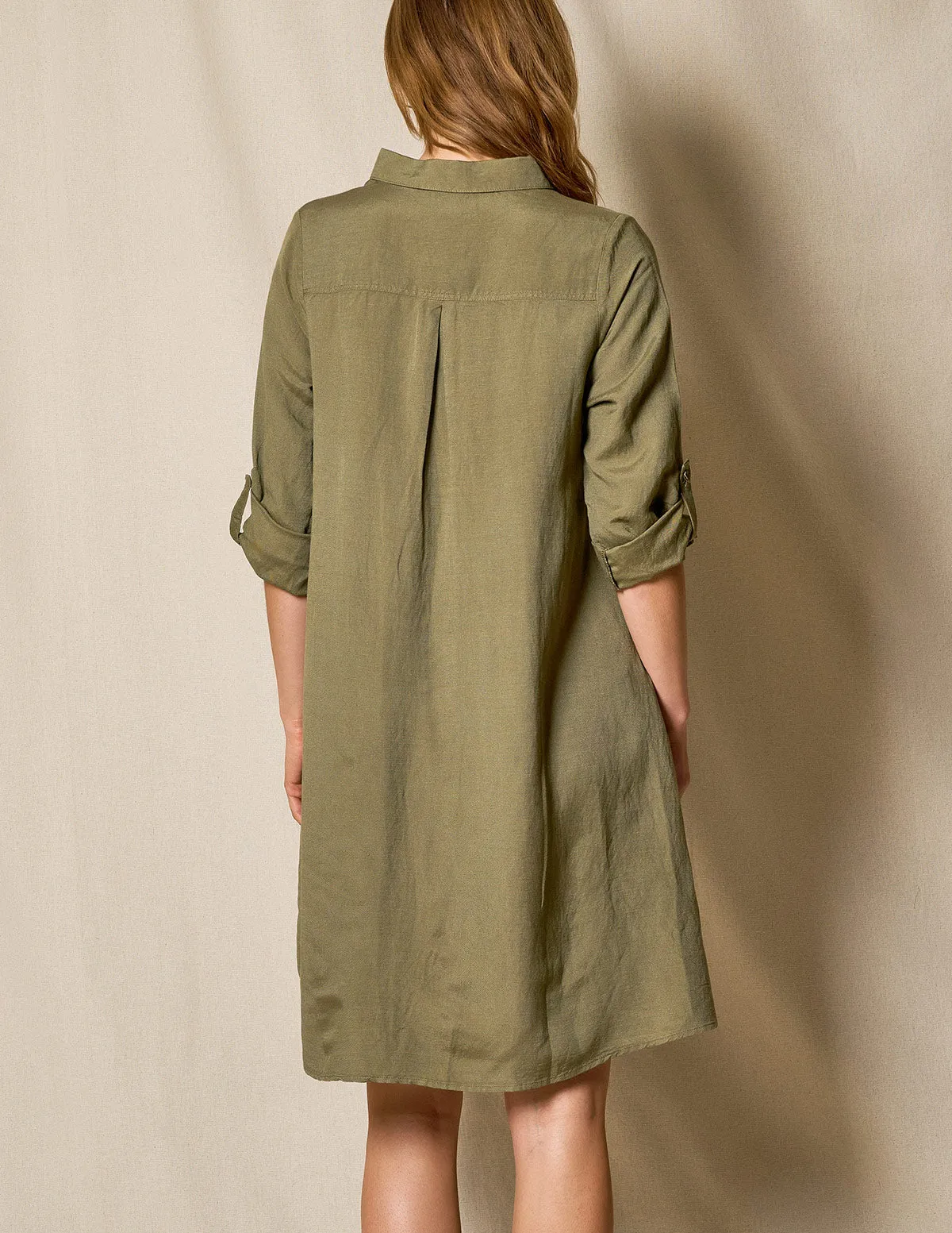 Linen / Bamboo Shirtdress - Army