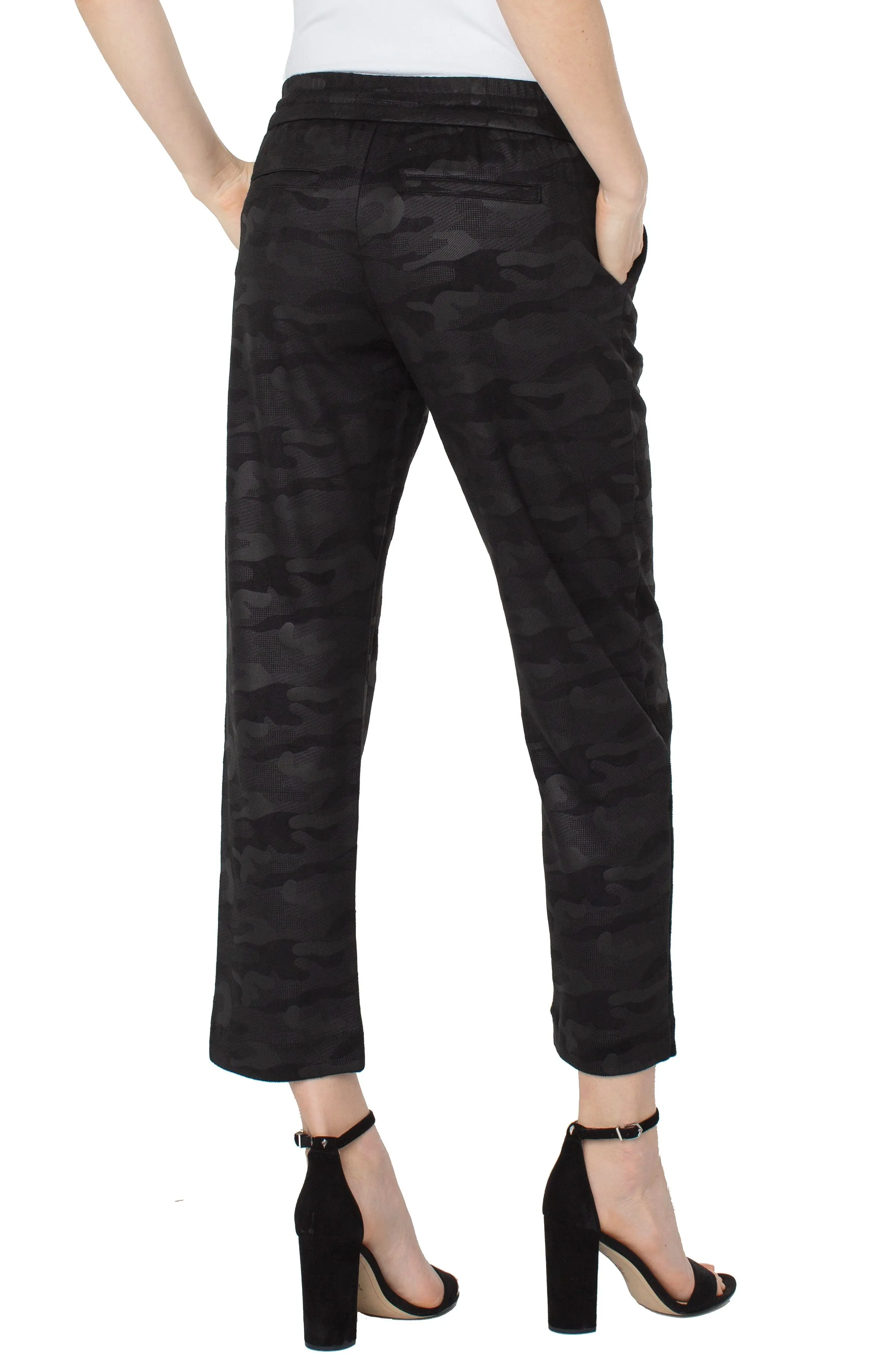 Liverpool Pull on Ankle Trouser Pant w/ Pin Tucks (Black Camo)