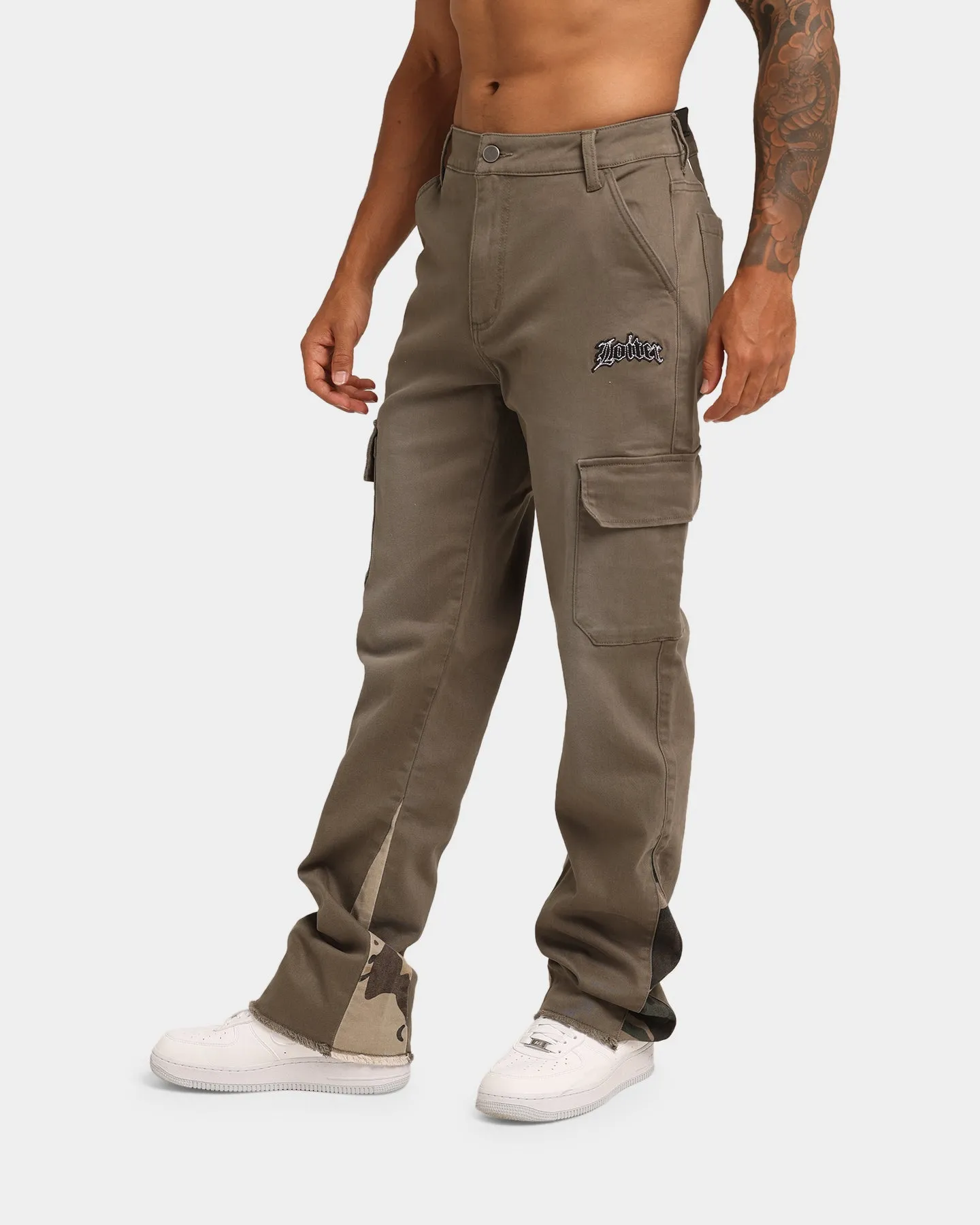 Loiter Tracker Flare Cargo Pants Khaki Camo