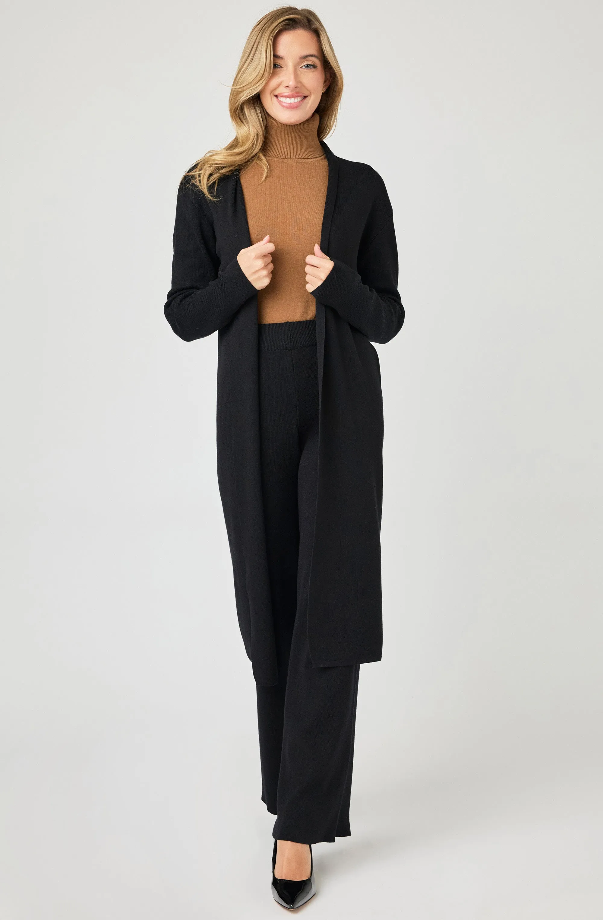 Long Ribbed Knit Cardigan