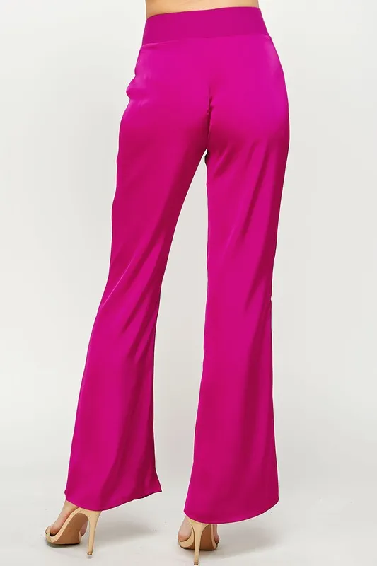 Magenta Waist Band Satin Pants