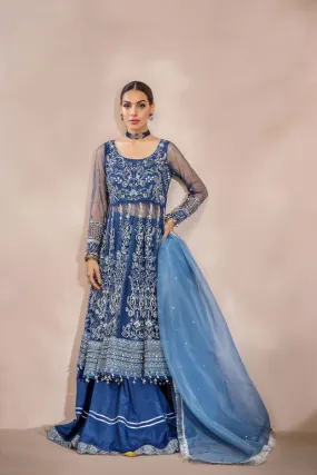 Malook - Pareeshay - Net - Dark blue - 3 Piece