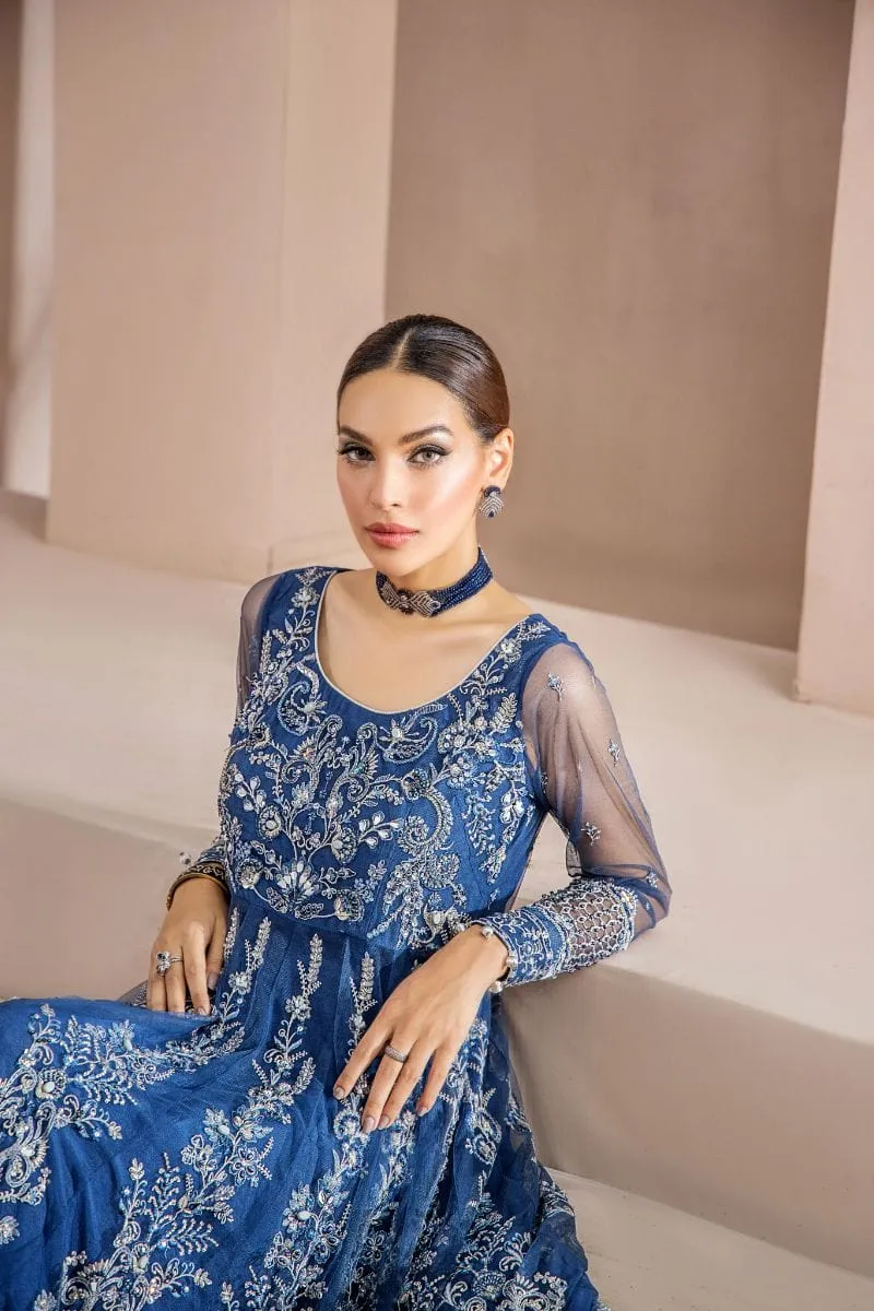 Malook - Pareeshay - Net - Dark blue - 3 Piece