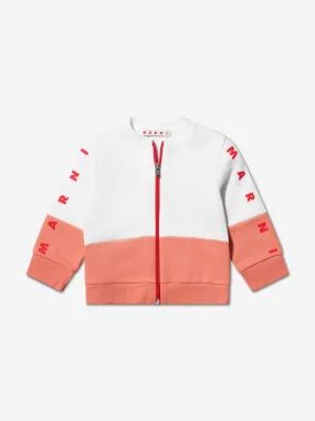 MARNI Baby Girls Zip Up Sweatshirt in White