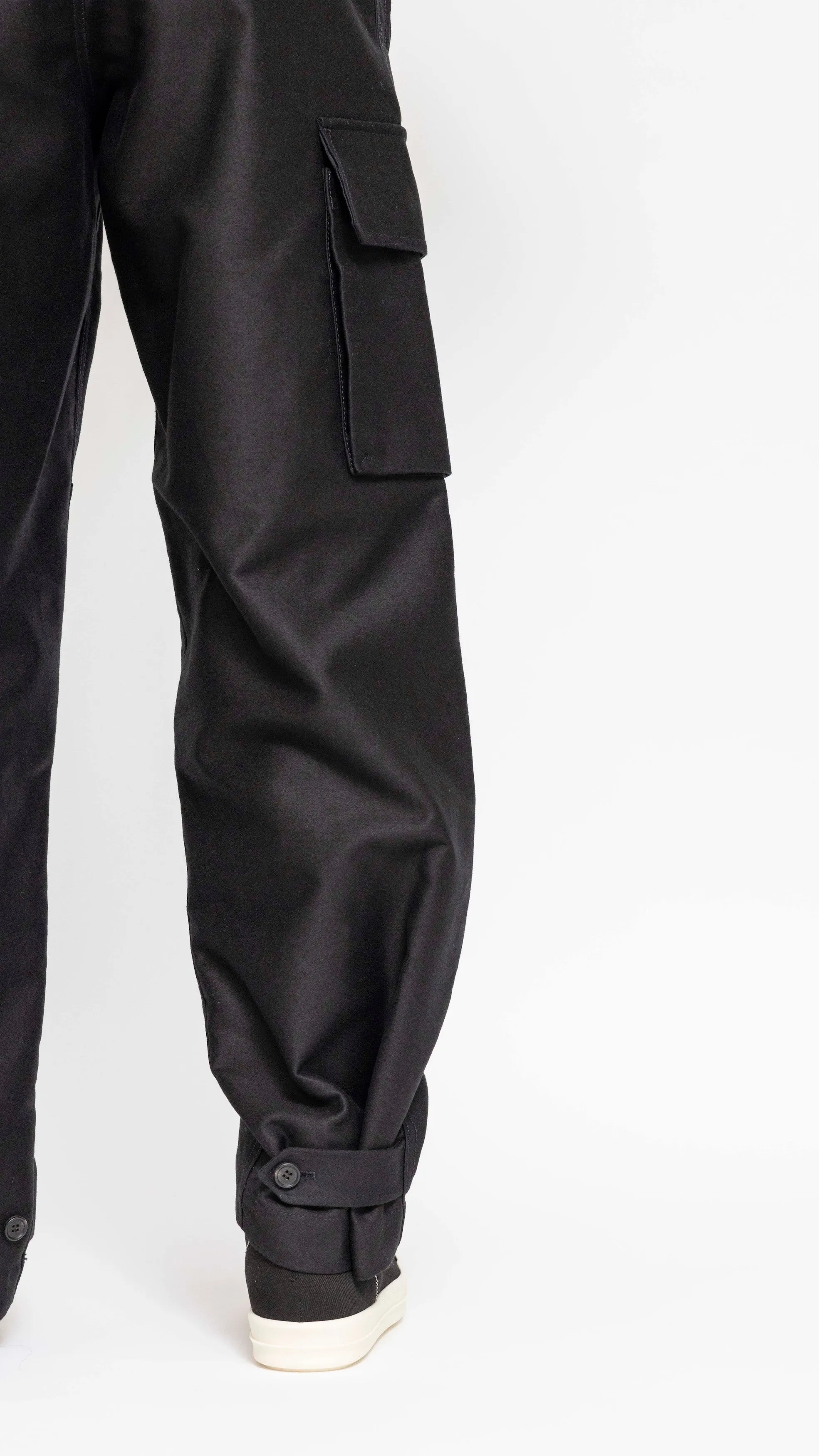 MARNI BLACK COTTON SATIN CARGO PANTS