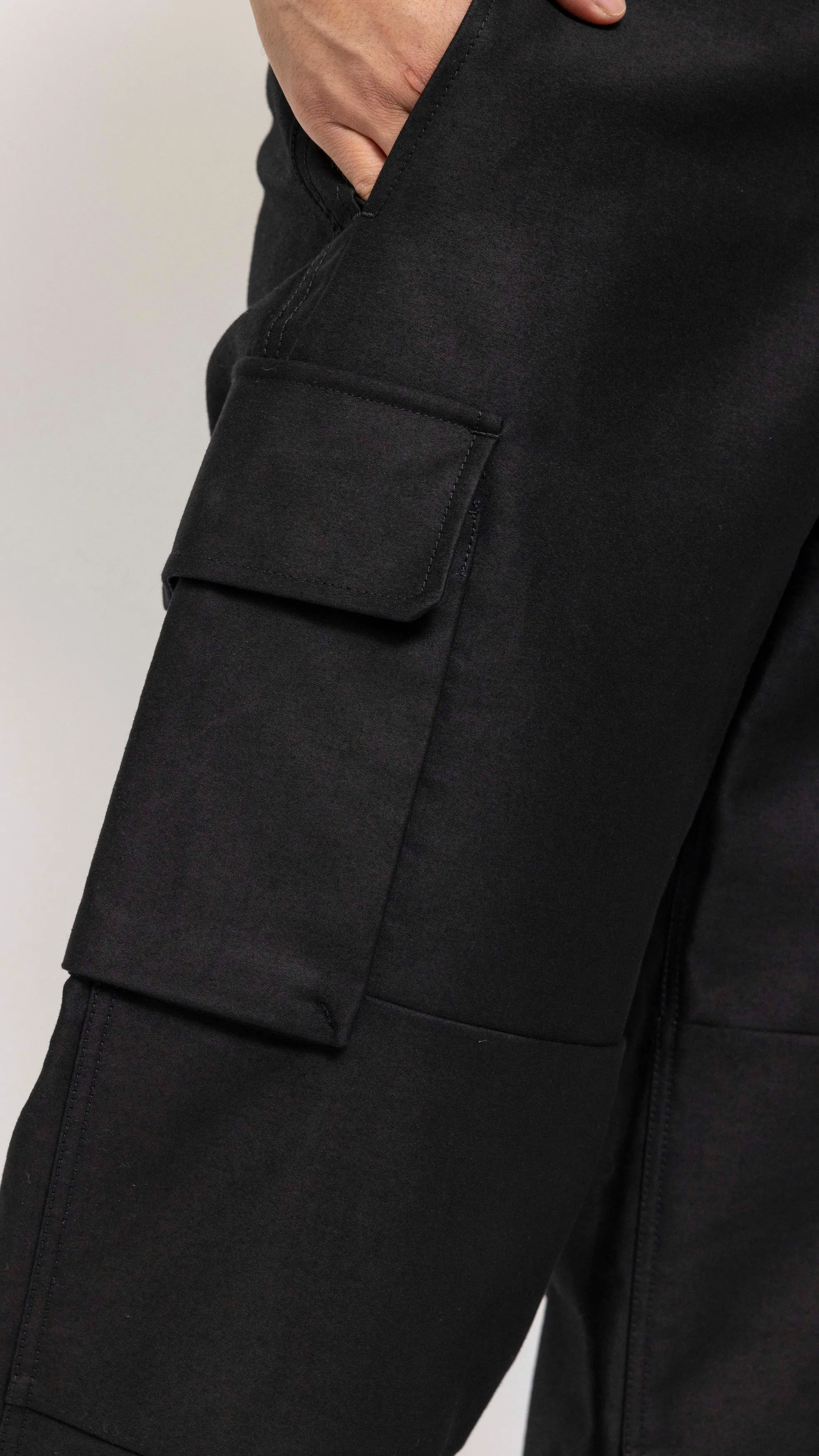 MARNI BLACK COTTON SATIN CARGO PANTS