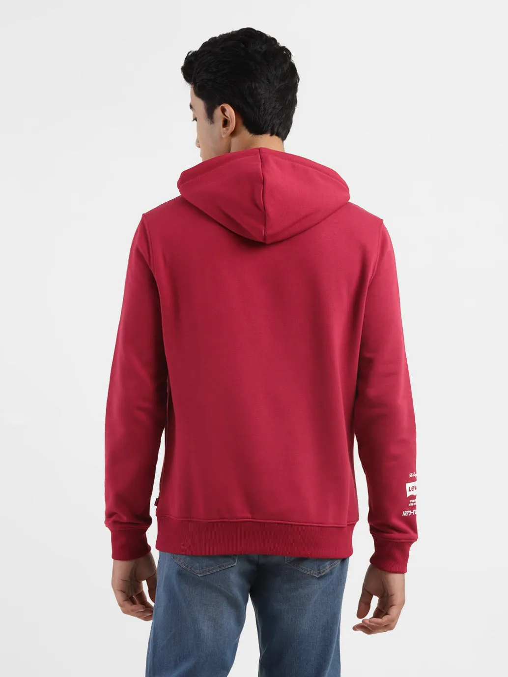 Men's Brand Logo Red Hooded Sweatshirt