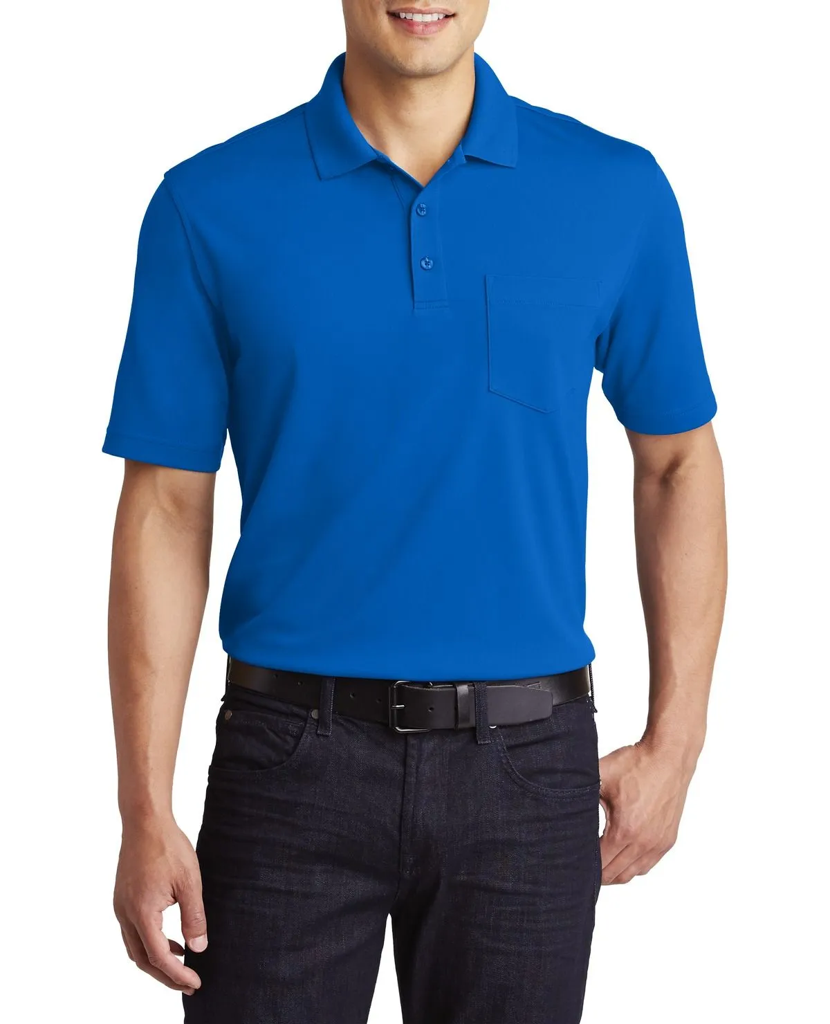 Men's Short Sleeve Lightweight Polo with Chest Pocket