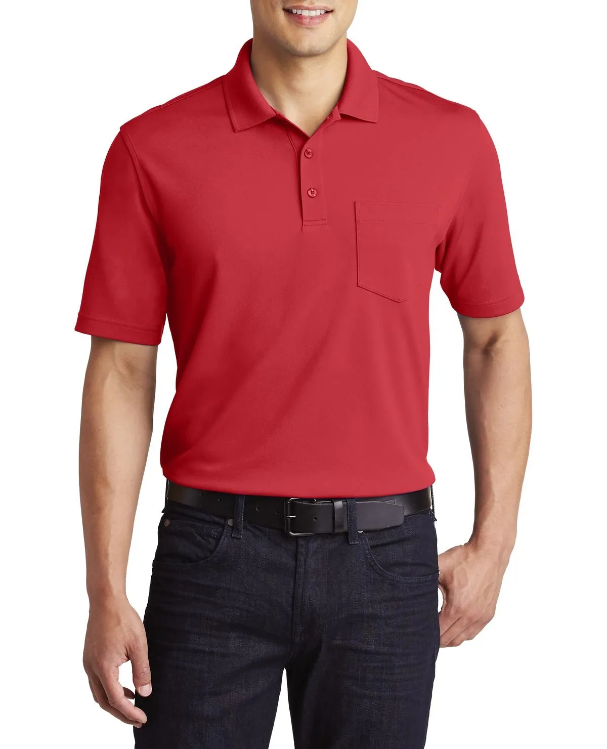 Men's Short Sleeve Lightweight Polo with Chest Pocket