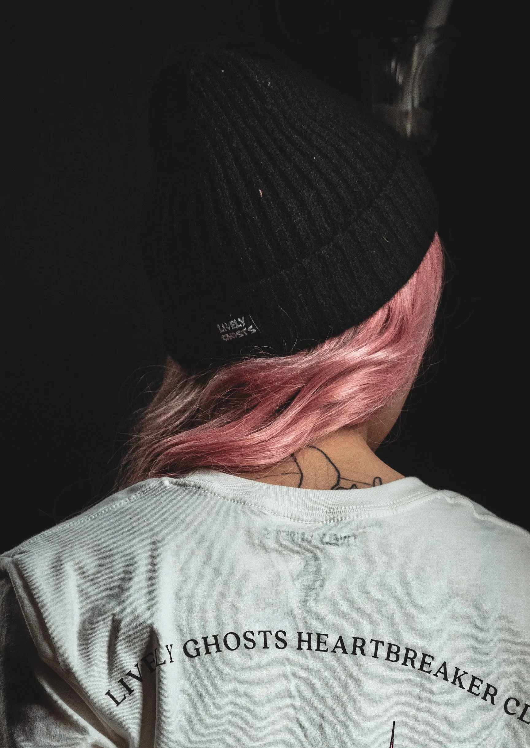 Midnight Black | Ghostie Embroidered & Reversible Knit Beanie