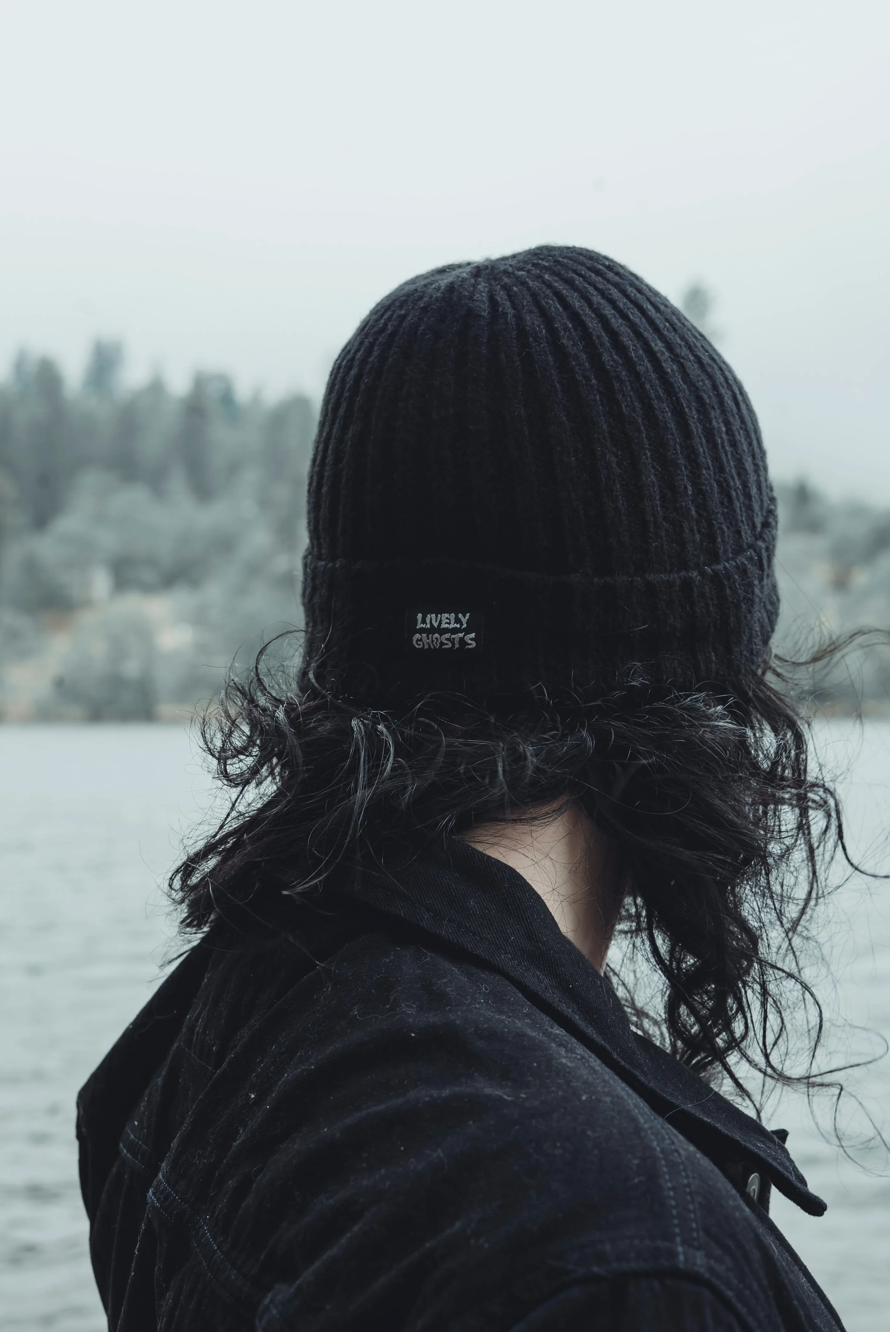 Midnight Black | Ghostie Embroidered & Reversible Knit Beanie