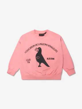 Mini Rodini Girls Organic Cotton Pigeon Sweatshirt In Pink