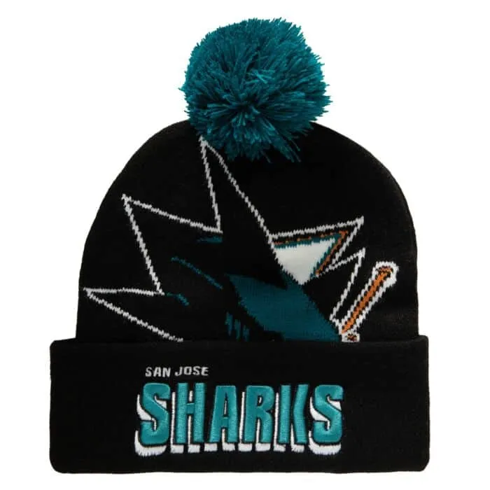 Mitchell & Ness Punch Out Pom Knit San Jose Sharks