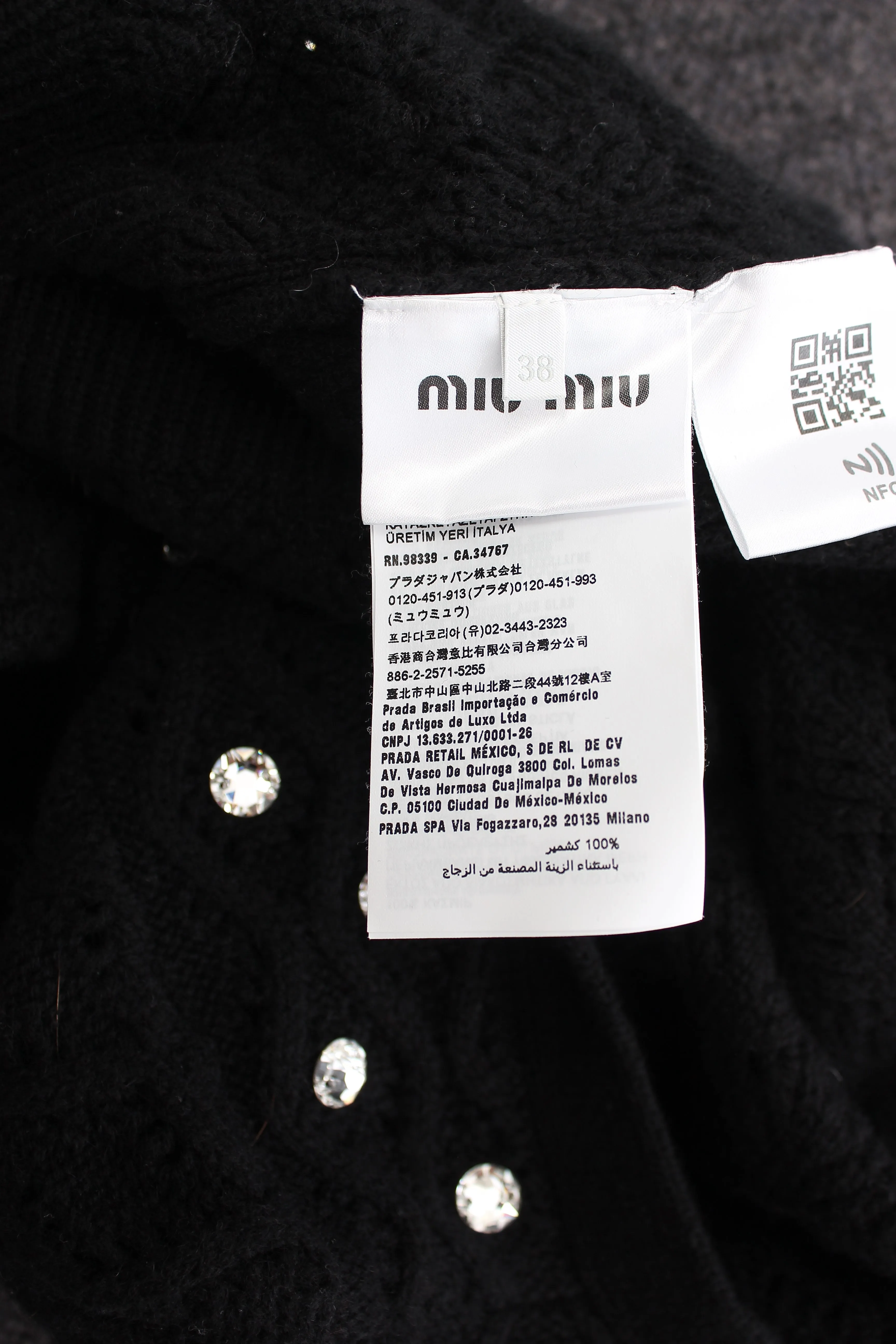 Miu Miu Crystal Embellished Cashmere Cardigan