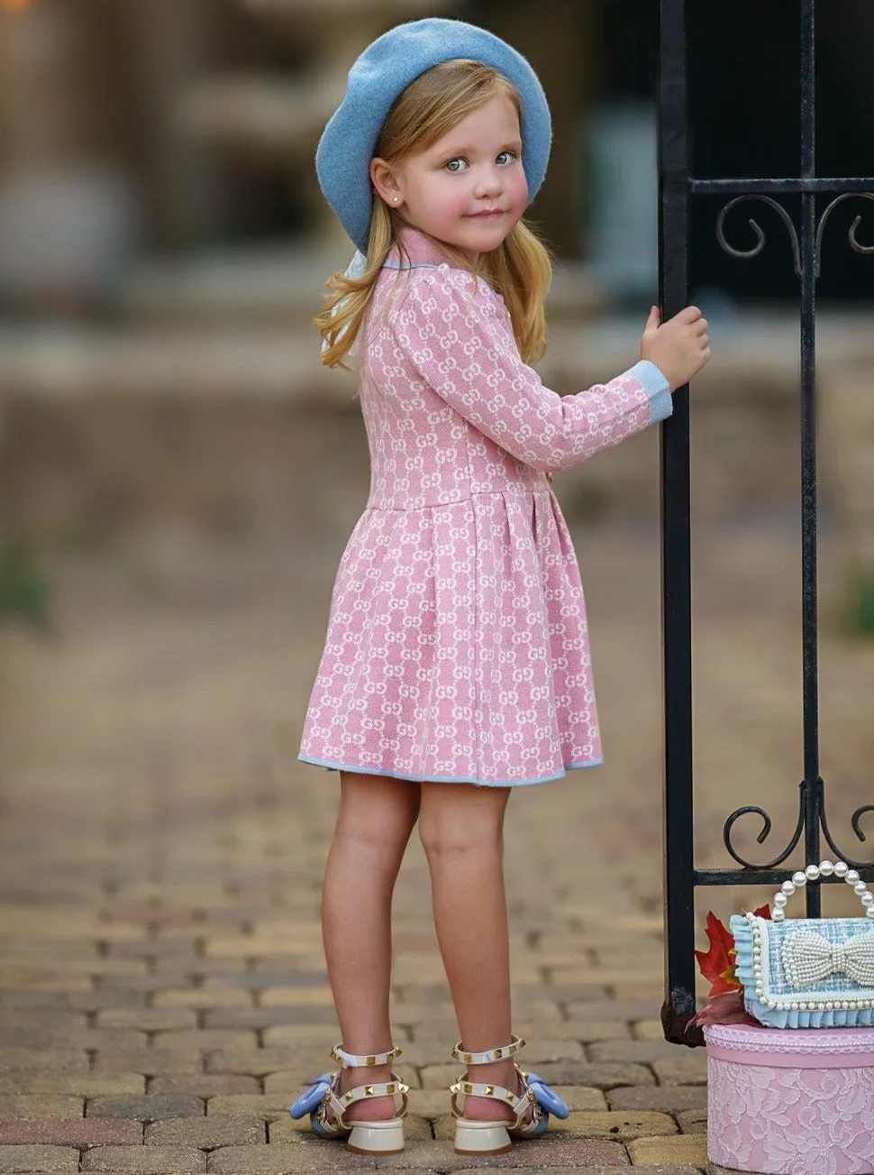 My Little Model Pink Monogram Dress