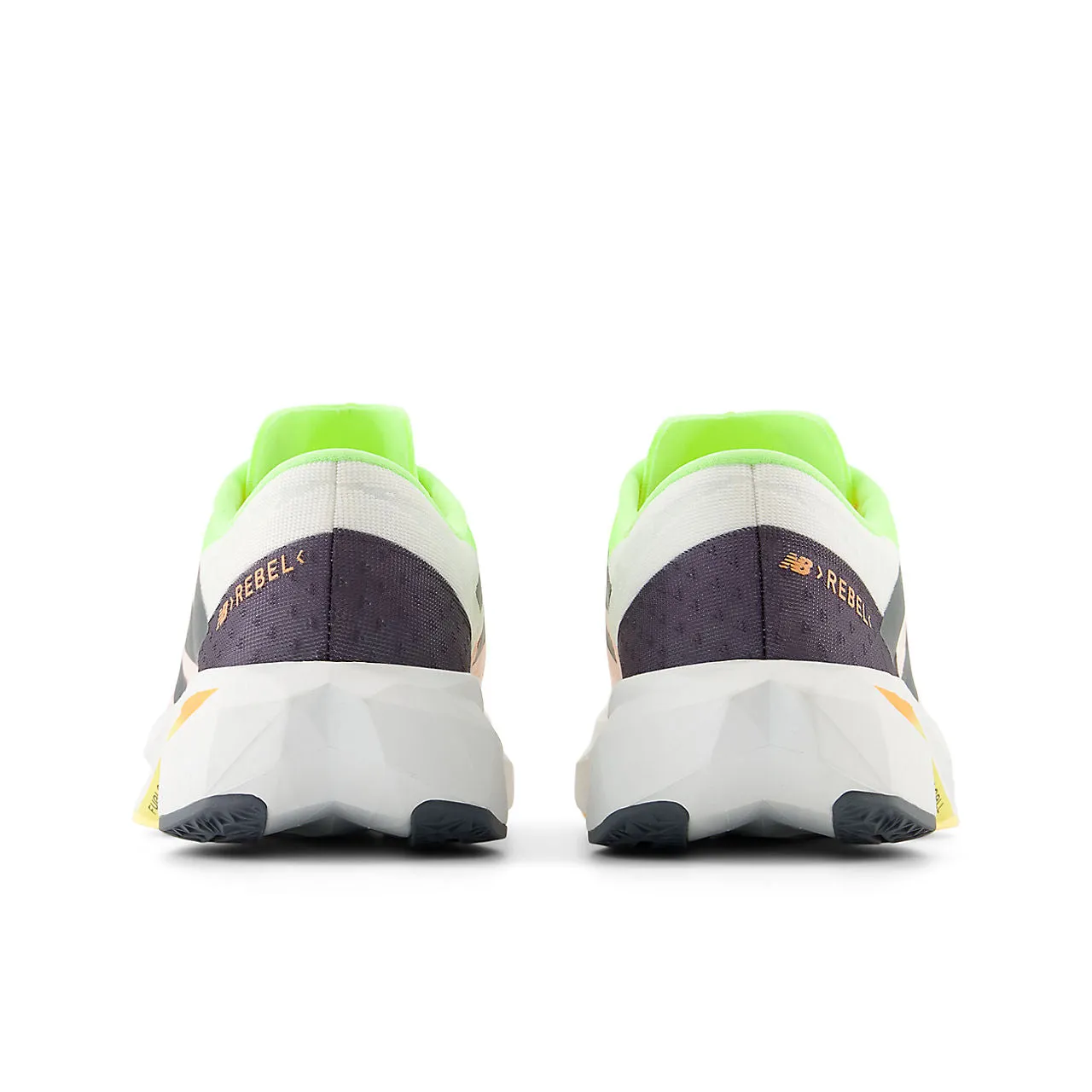 New Balance FuelCell Rebel v4 (Womens) - White/Bleached Lime Glo/Hot Mango