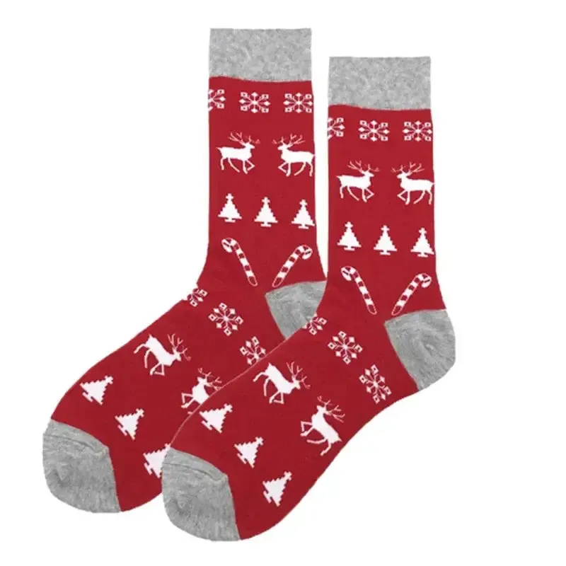 New Christmas Socks Men Funny 2023 Christmas Tree Snowflake Santa Claus Elk Snow Cotton Happy Socks Men New Year Sokken Harajuku