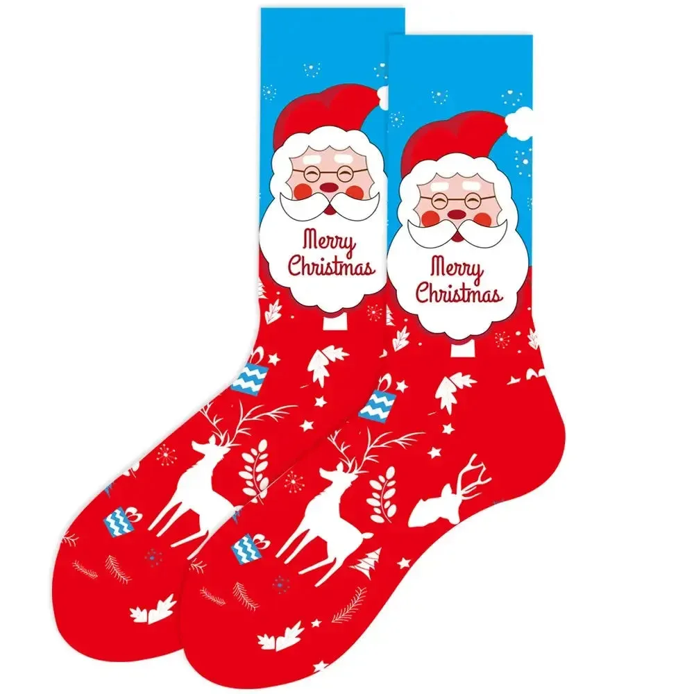 New Christmas Socks Men Funny 2023 Christmas Tree Snowflake Santa Claus Elk Snow Cotton Happy Socks Men New Year Sokken Harajuku