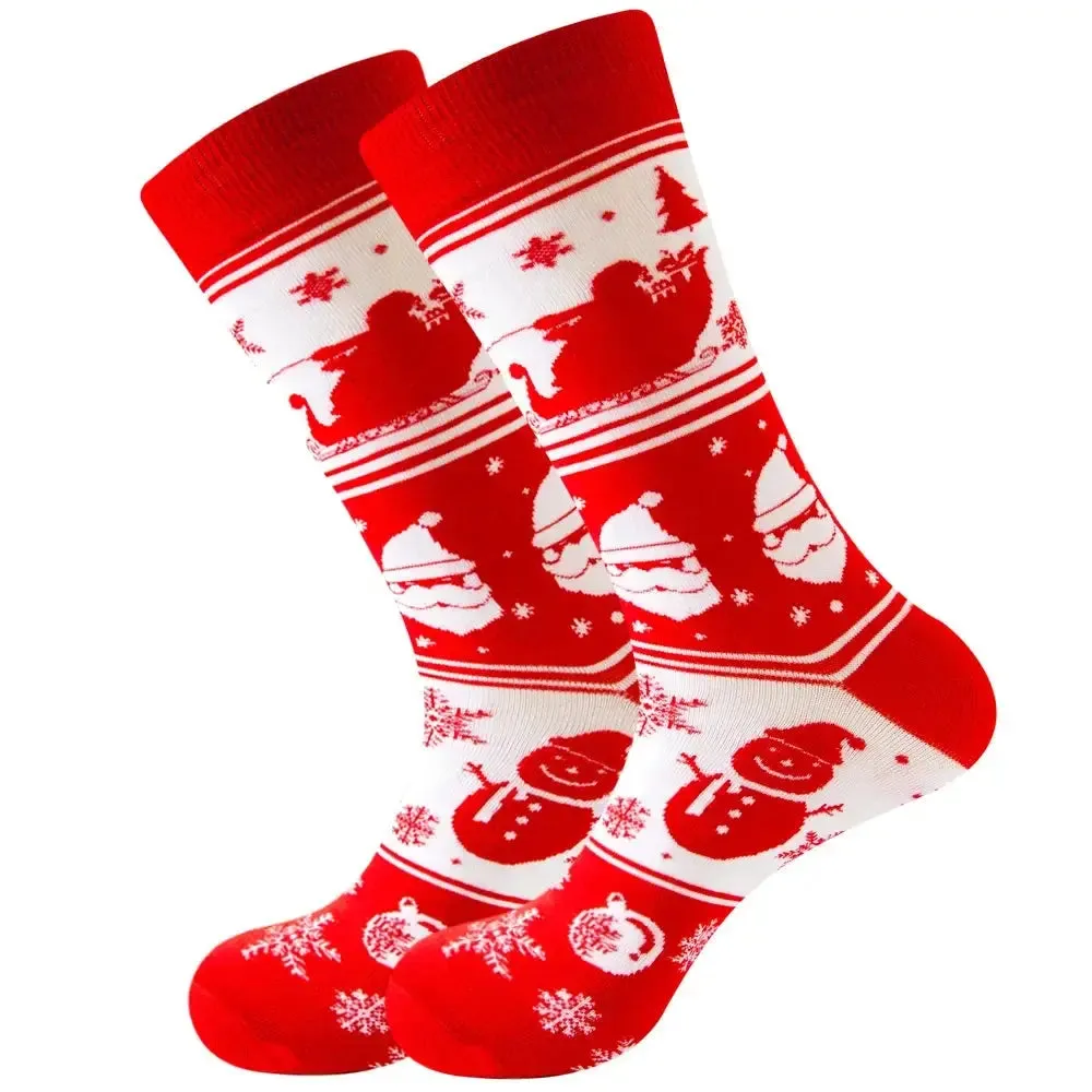 New Christmas Socks Men Funny 2023 Christmas Tree Snowflake Santa Claus Elk Snow Cotton Happy Socks Men New Year Sokken Harajuku