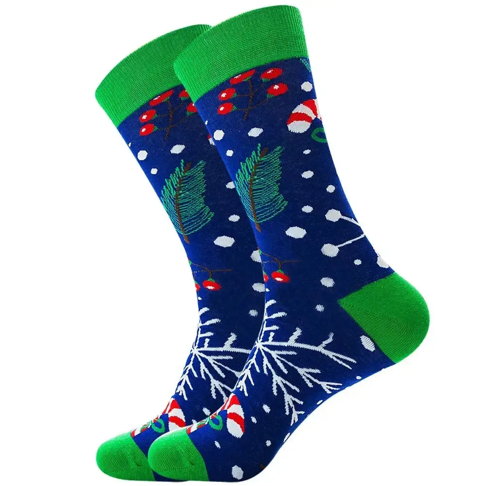 New Christmas Socks Men Funny 2023 Christmas Tree Snowflake Santa Claus Elk Snow Cotton Happy Socks Men New Year Sokken Harajuku