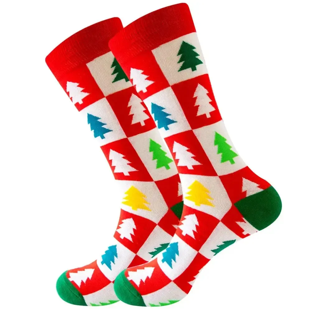 New Christmas Socks Men Funny 2023 Christmas Tree Snowflake Santa Claus Elk Snow Cotton Happy Socks Men New Year Sokken Harajuku