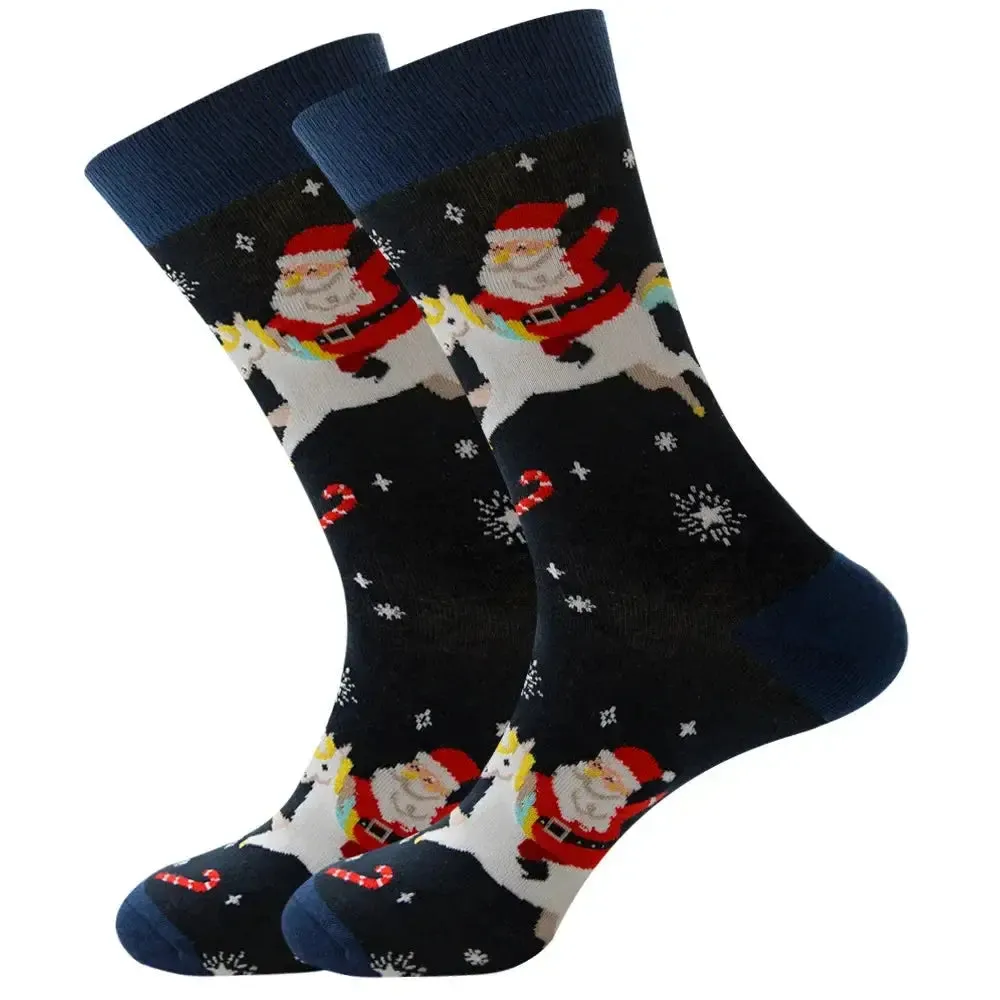 New Christmas Socks Men Funny 2023 Christmas Tree Snowflake Santa Claus Elk Snow Cotton Happy Socks Men New Year Sokken Harajuku