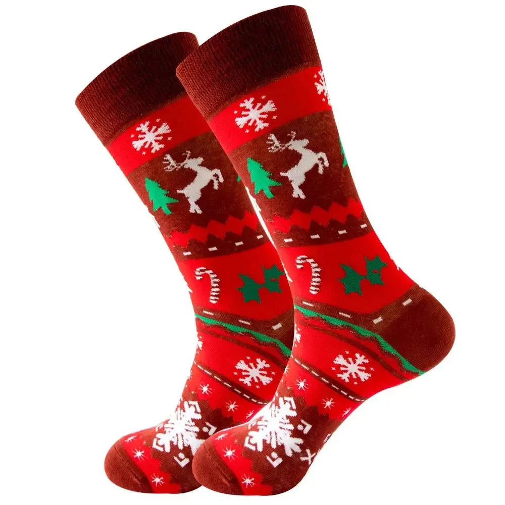 New Christmas Socks Men Funny 2023 Christmas Tree Snowflake Santa Claus Elk Snow Cotton Happy Socks Men New Year Sokken Harajuku