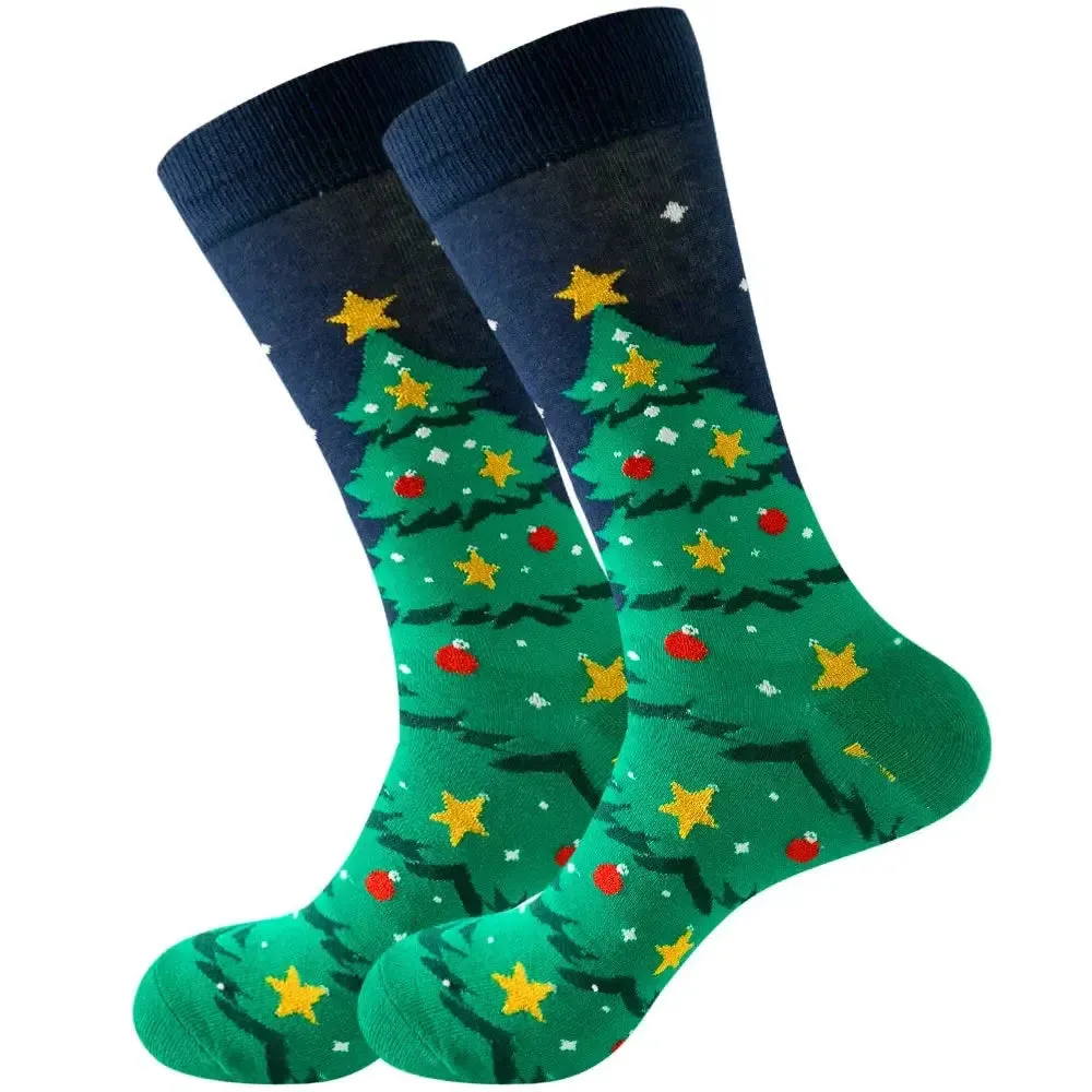 New Christmas Socks Men Funny 2023 Christmas Tree Snowflake Santa Claus Elk Snow Cotton Happy Socks Men New Year Sokken Harajuku