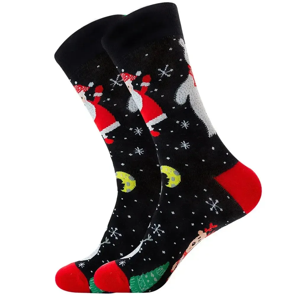 New Christmas Socks Men Funny 2023 Christmas Tree Snowflake Santa Claus Elk Snow Cotton Happy Socks Men New Year Sokken Harajuku