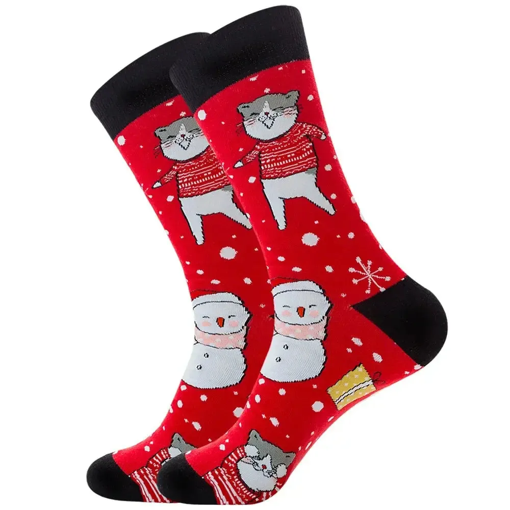 New Christmas Socks Men Funny 2023 Christmas Tree Snowflake Santa Claus Elk Snow Cotton Happy Socks Men New Year Sokken Harajuku