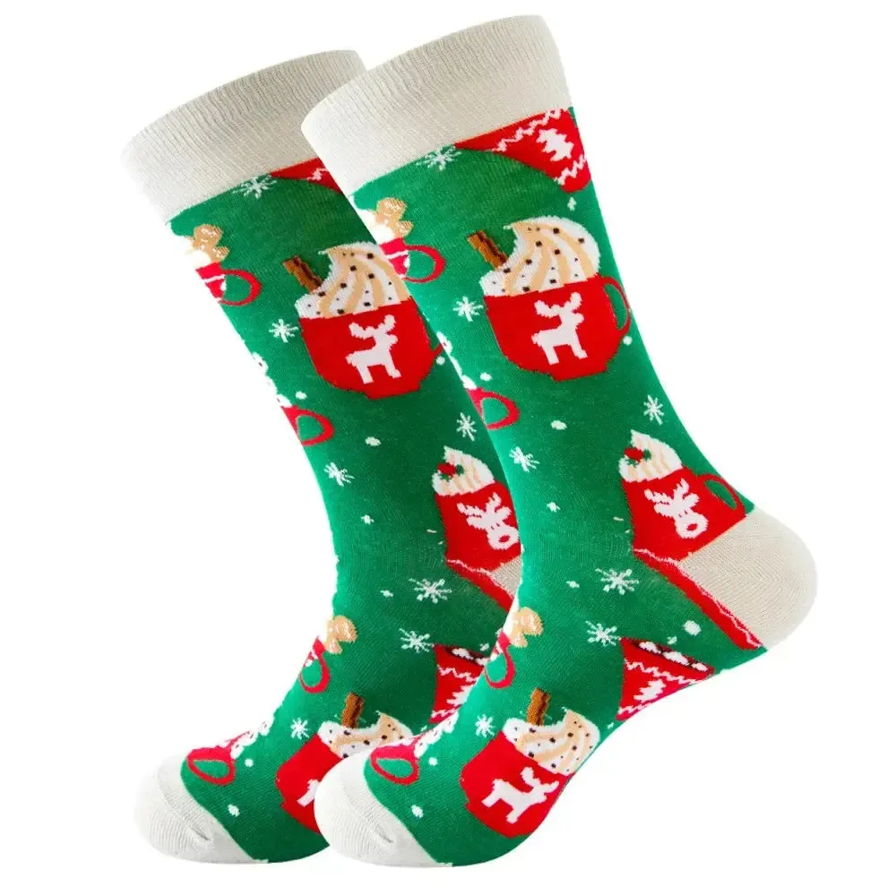 New Christmas Socks Men Funny 2023 Christmas Tree Snowflake Santa Claus Elk Snow Cotton Happy Socks Men New Year Sokken Harajuku