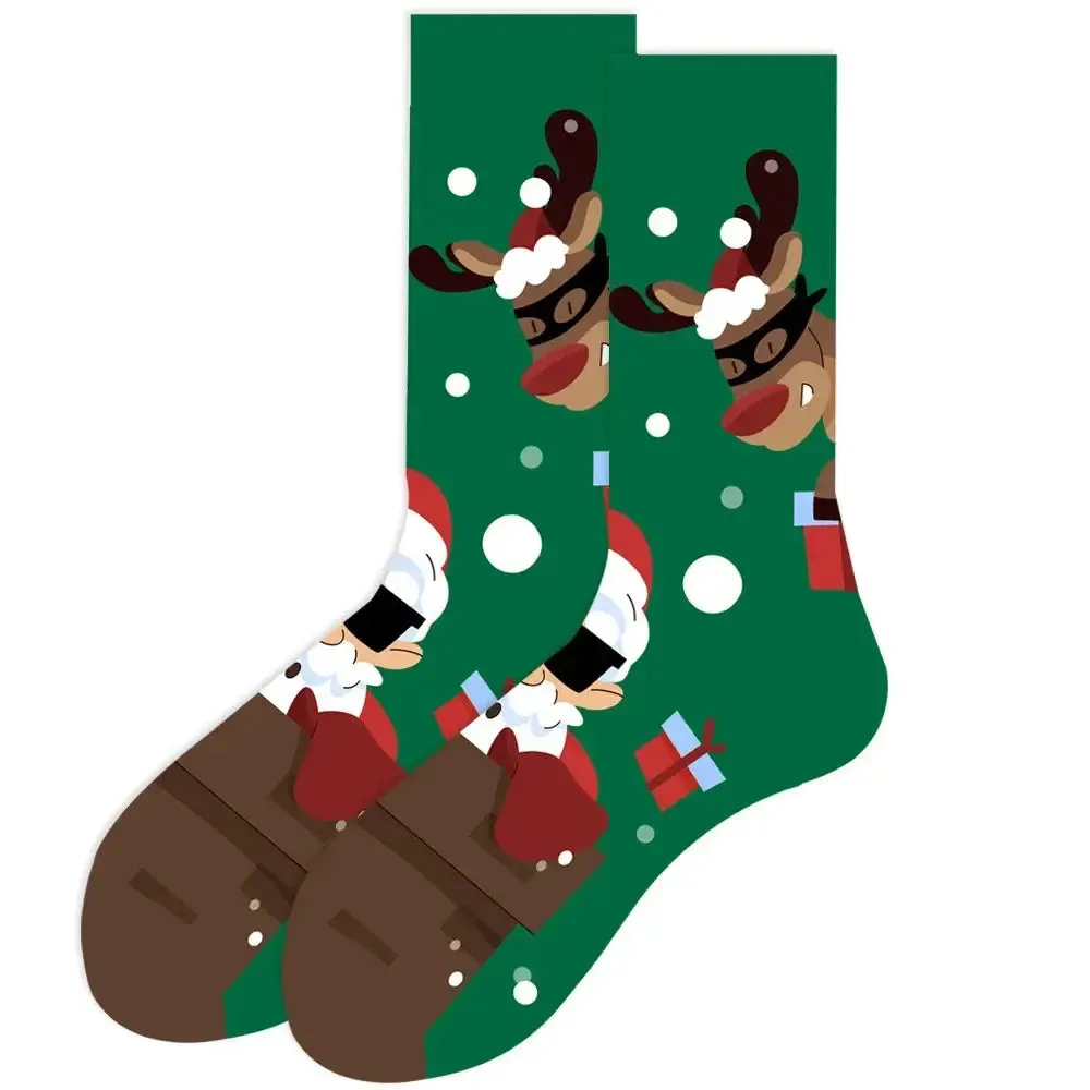 New Christmas Socks Men Funny 2023 Christmas Tree Snowflake Santa Claus Elk Snow Cotton Happy Socks Men New Year Sokken Harajuku