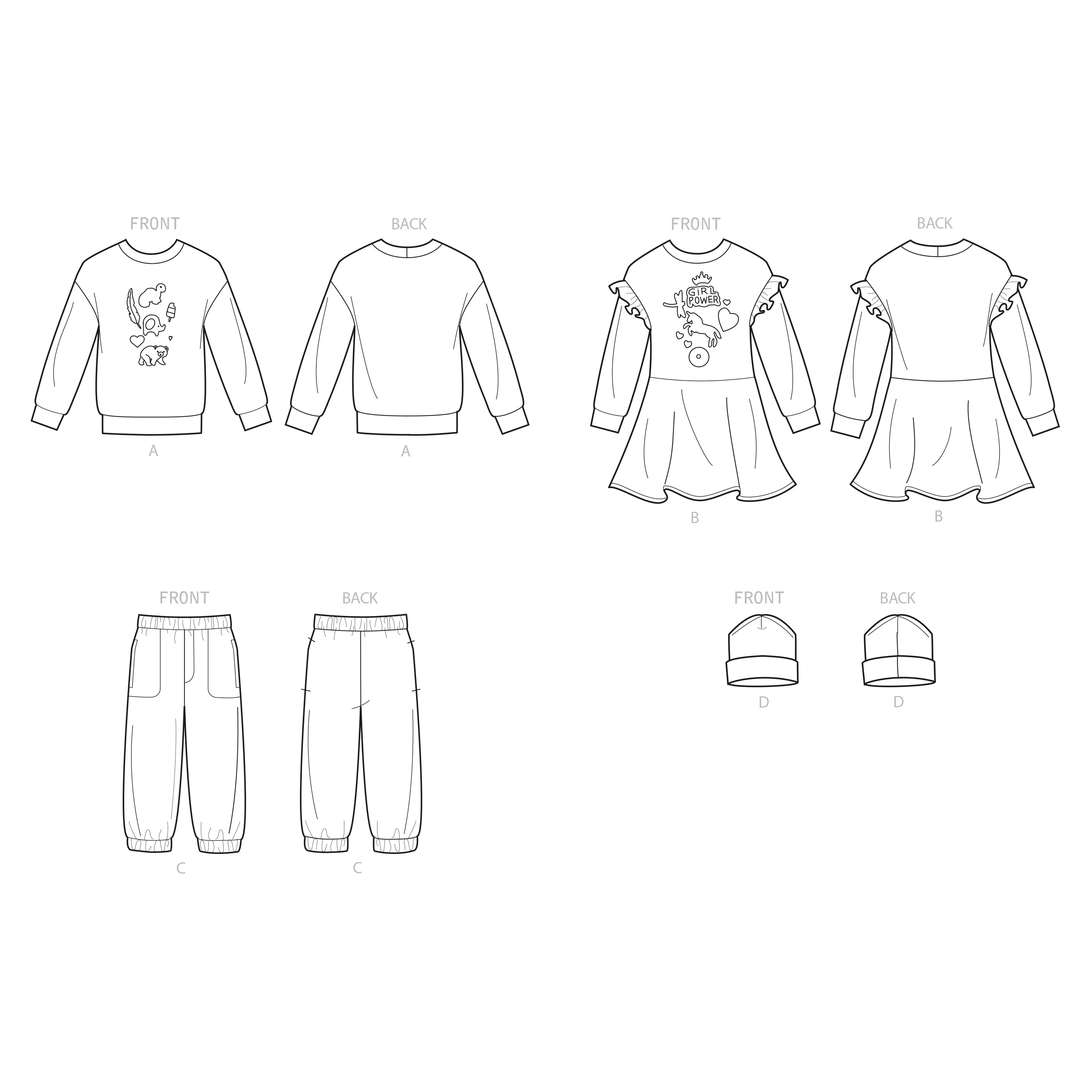 New Look Sewing Pattern 6715 Children's Top, Pants, Dress and Hat