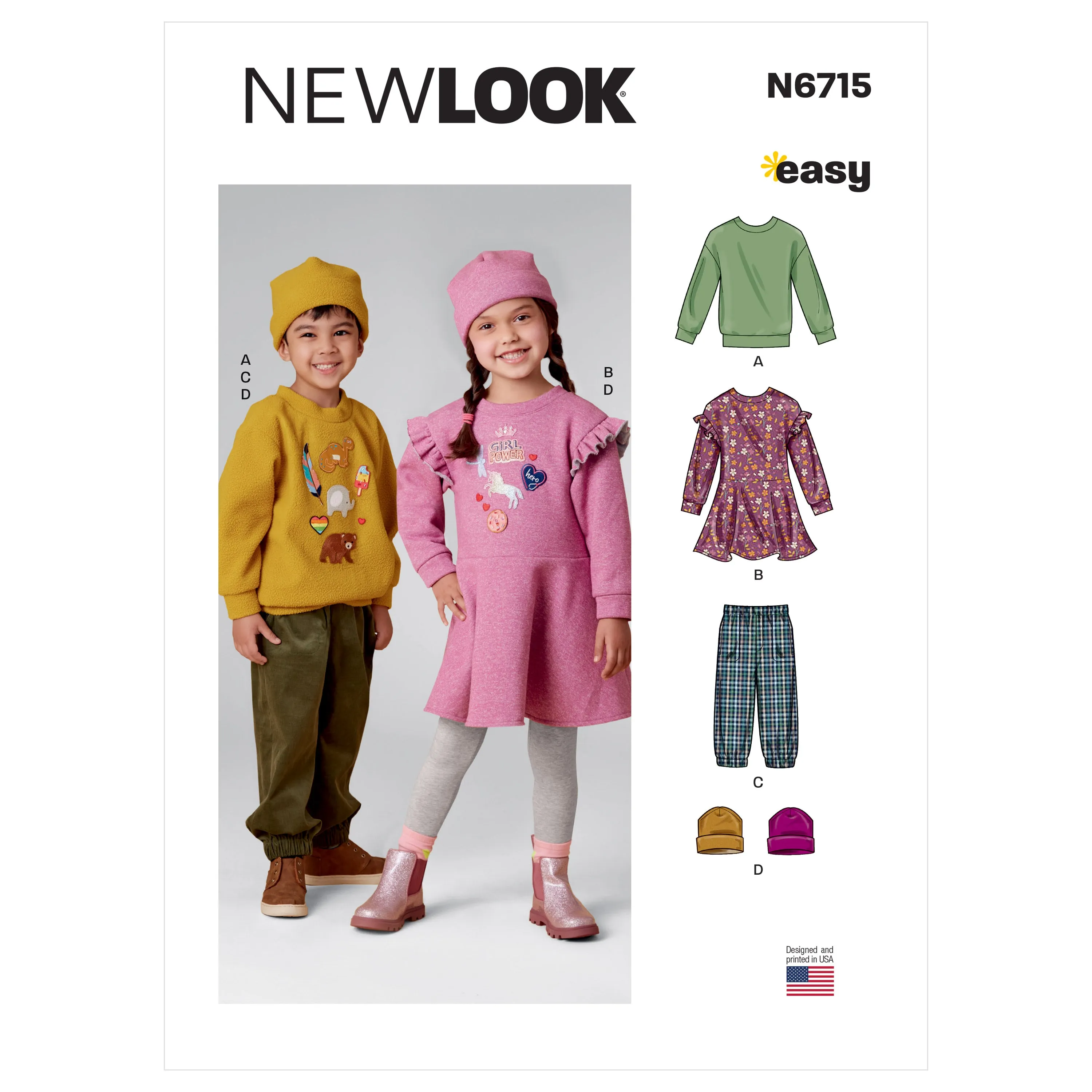 New Look Sewing Pattern 6715 Children's Top, Pants, Dress and Hat