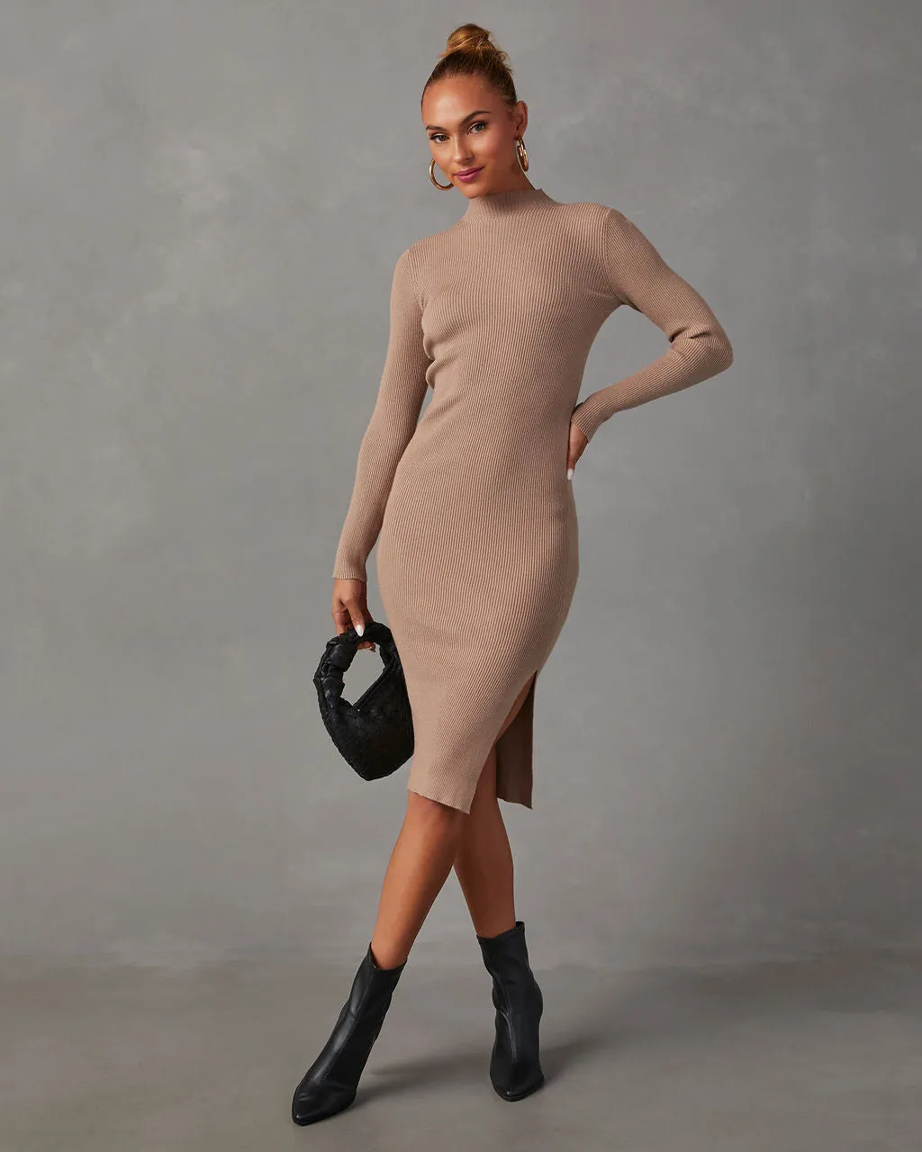 Newtown Mock Neck Knit Midi Dress