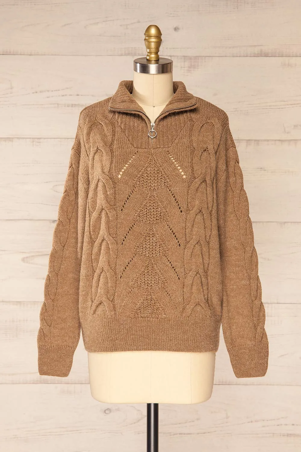 Nottingham Brown | Quarter Zip Knit Sweater