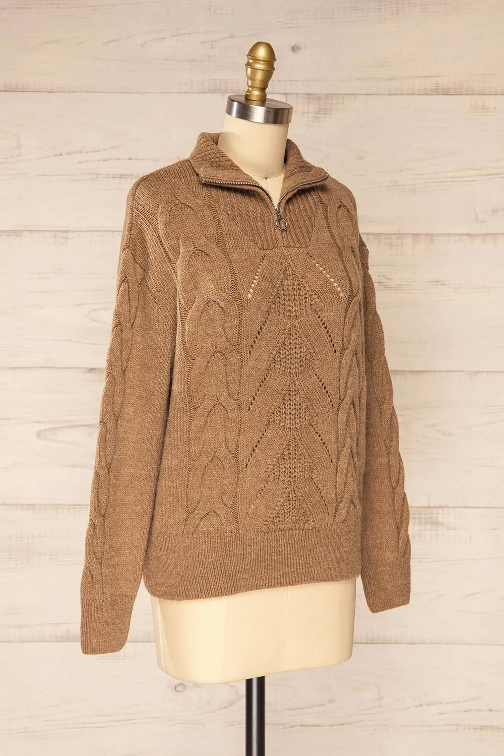 Nottingham Brown | Quarter Zip Knit Sweater