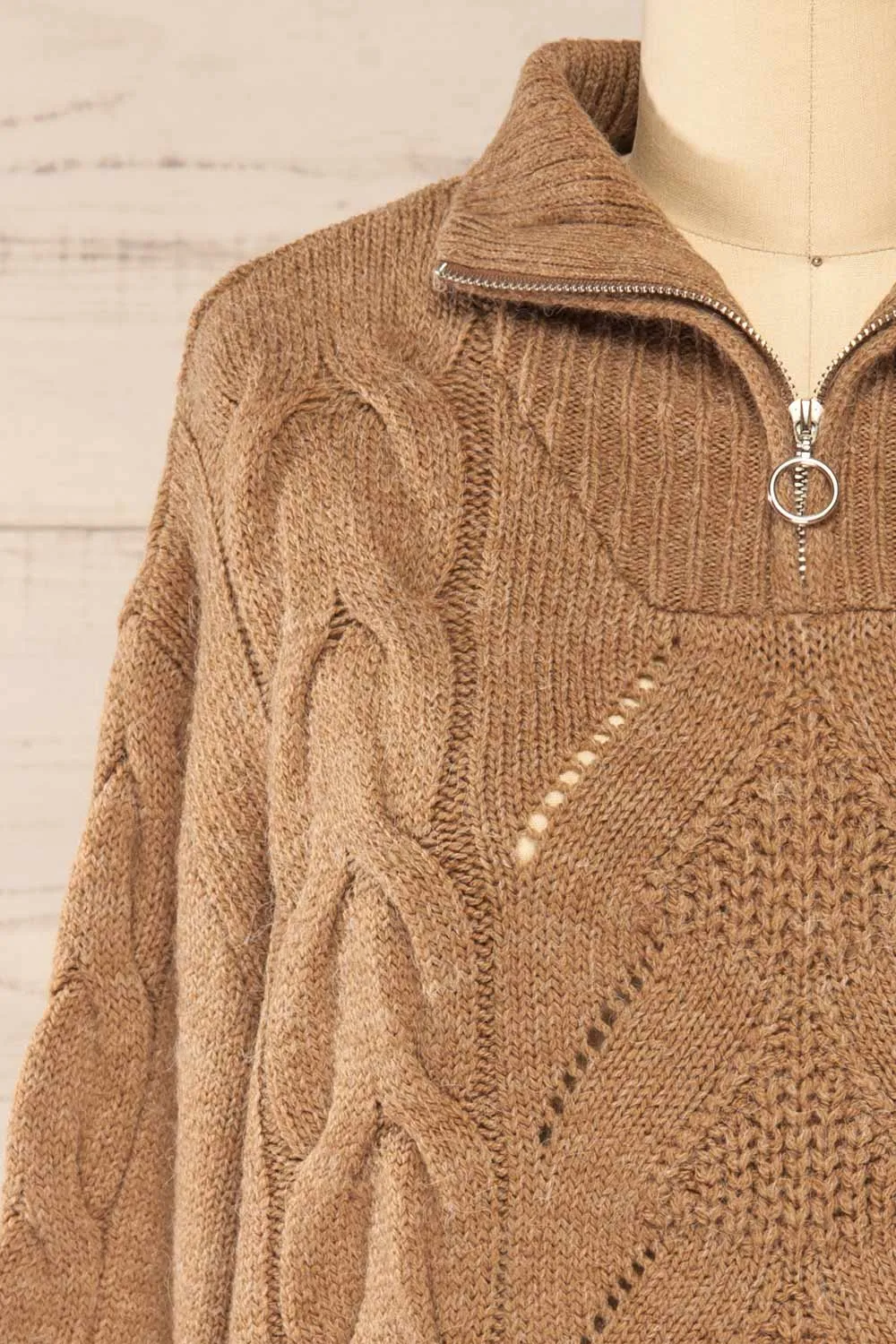 Nottingham Brown | Quarter Zip Knit Sweater