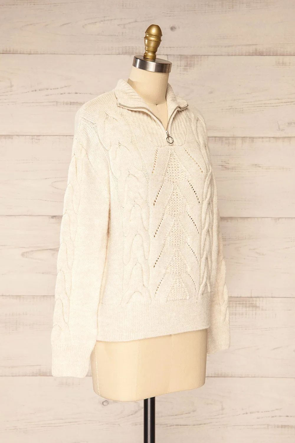 Nottingham Ivory | Quarter Zip Knit Sweater