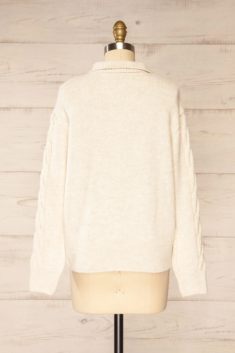 Nottingham Ivory | Quarter Zip Knit Sweater