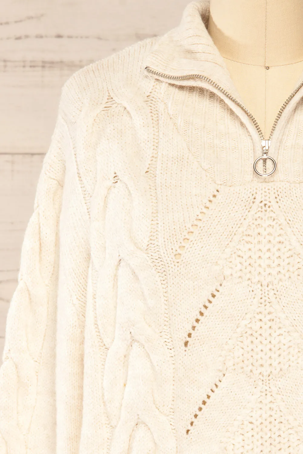 Nottingham Ivory | Quarter Zip Knit Sweater