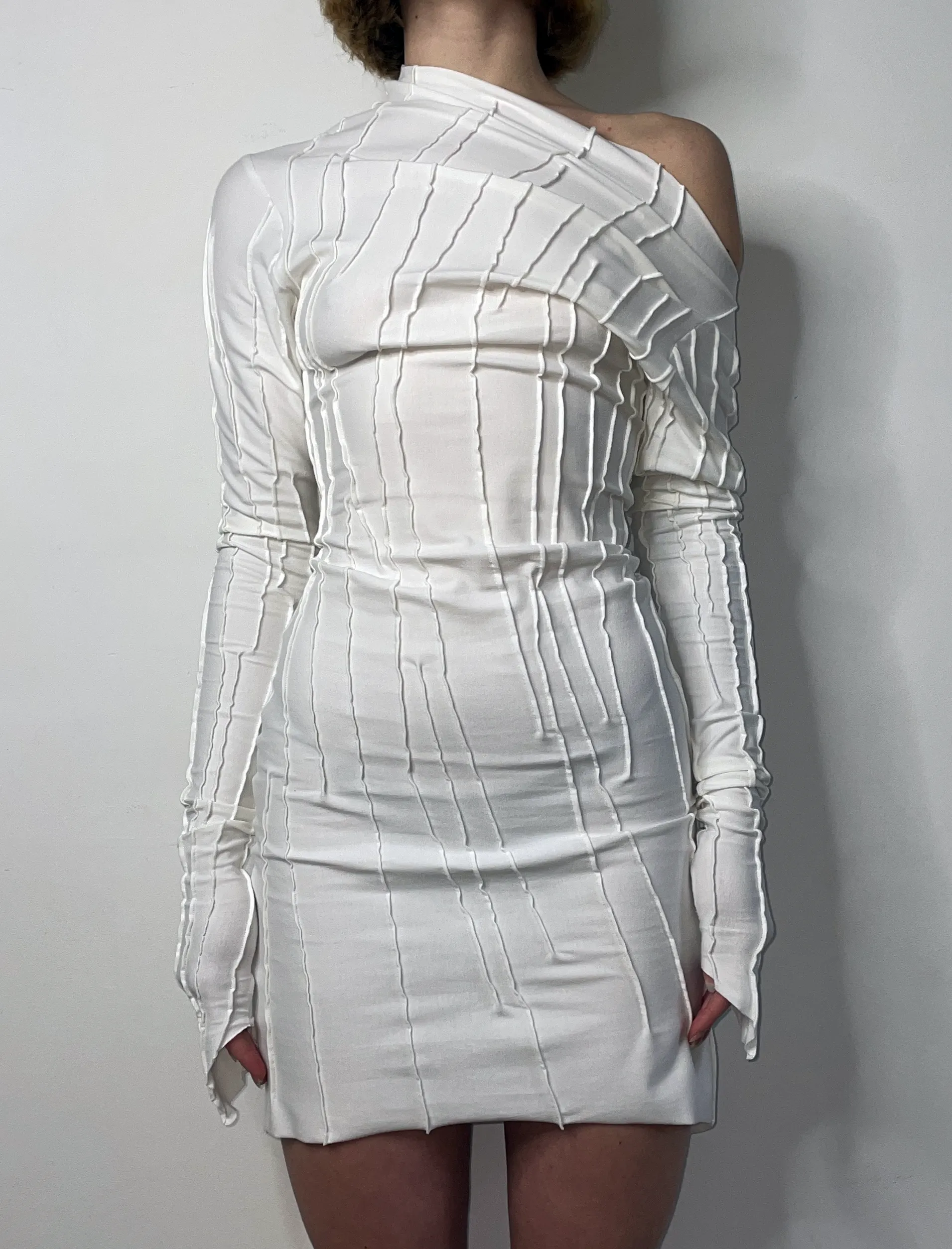 OFF-WHITE ASYMMETRIC SHORT COCON DRESS