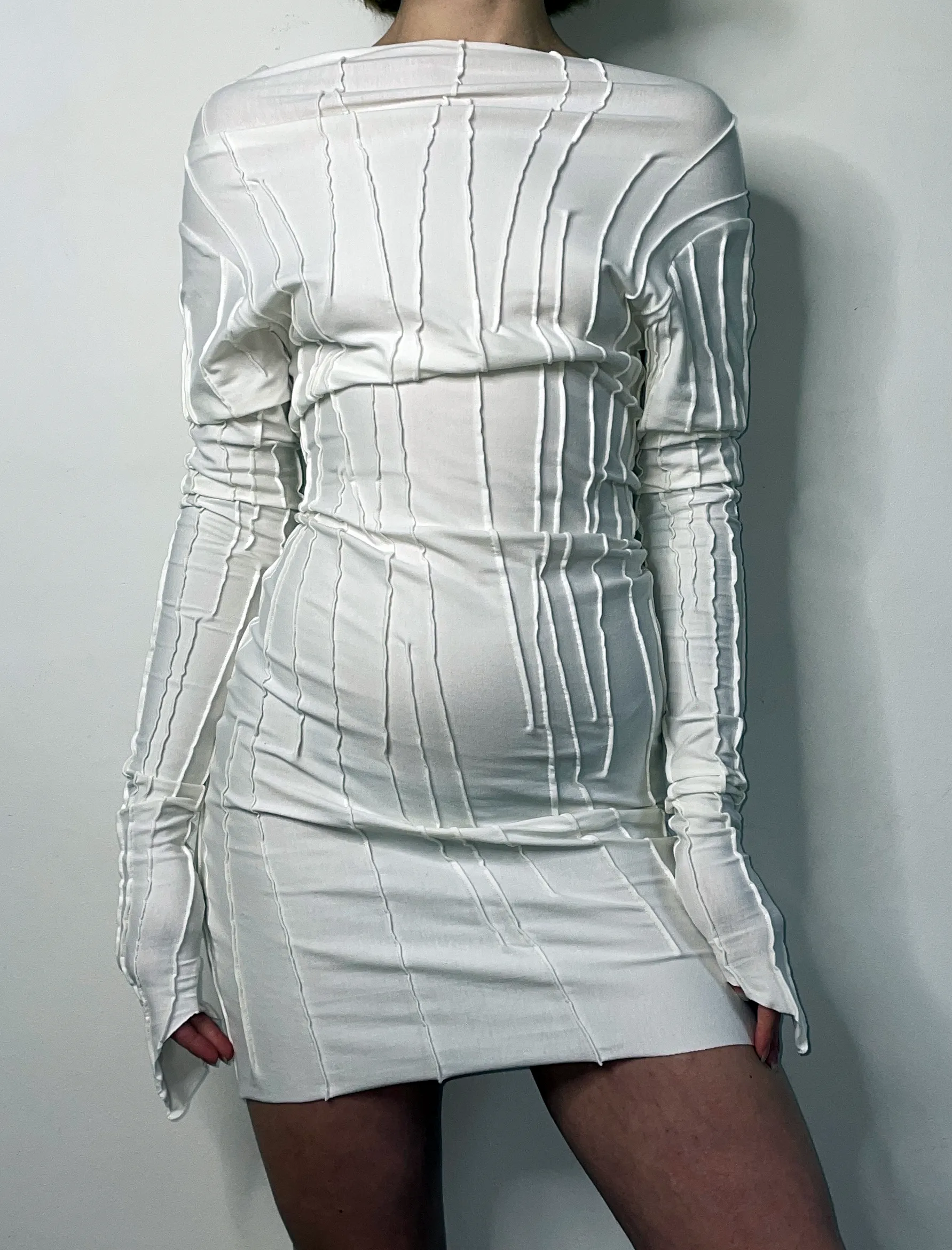 OFF-WHITE ASYMMETRIC SHORT COCON DRESS