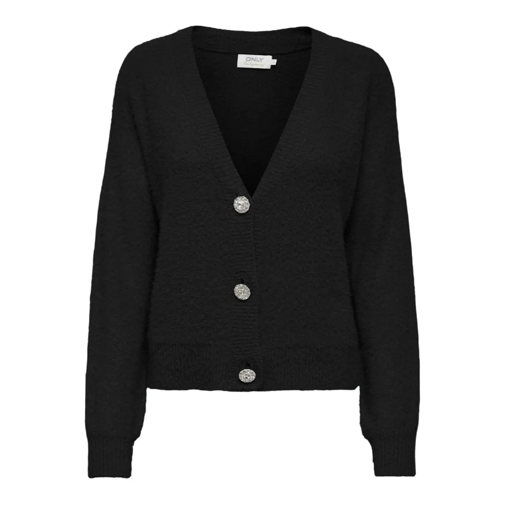 ONLY V-Neck Knit Cardigan in Black