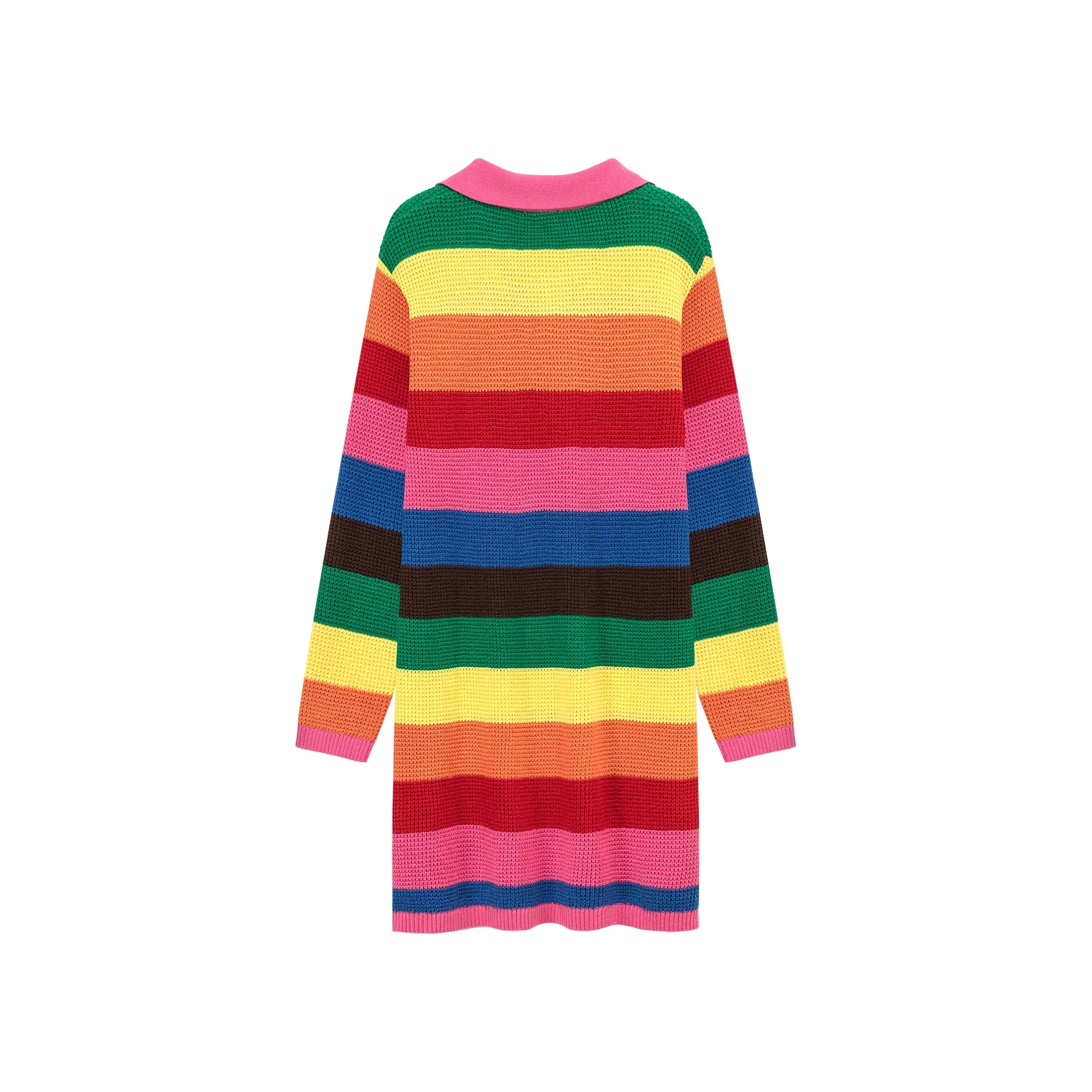 Open Collar Rainbow Knit Dress