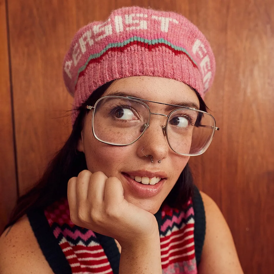 Patchwork Beret Tam in French Rose