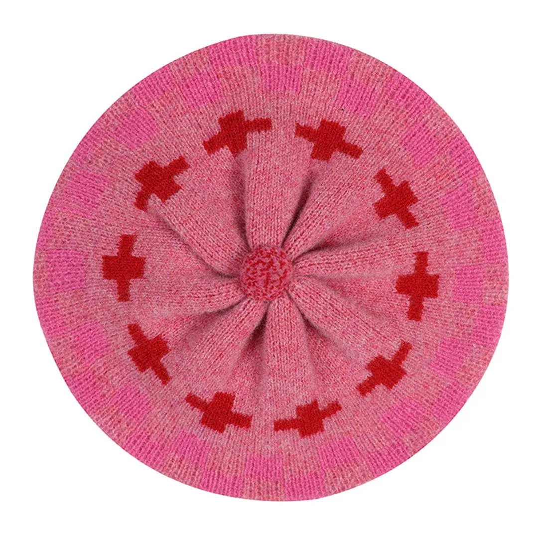 Patchwork Beret Tam in French Rose