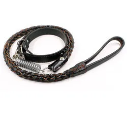 PAWS ASIA Wholesale Luxury Braided Leather Matching Spiral Spring Dog Leash And Collar